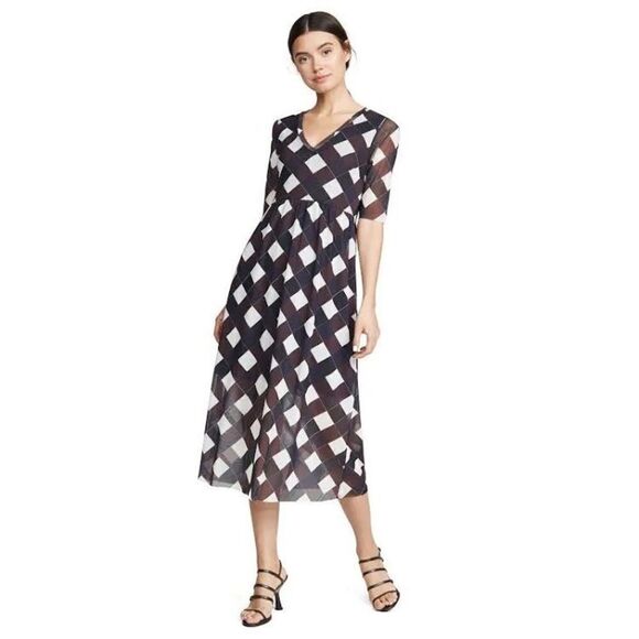 BAUM UND PFERDGARTEN Janeth Dress Midi A-Line Mesh Dress Women’s Size S - Picture 1 of 12